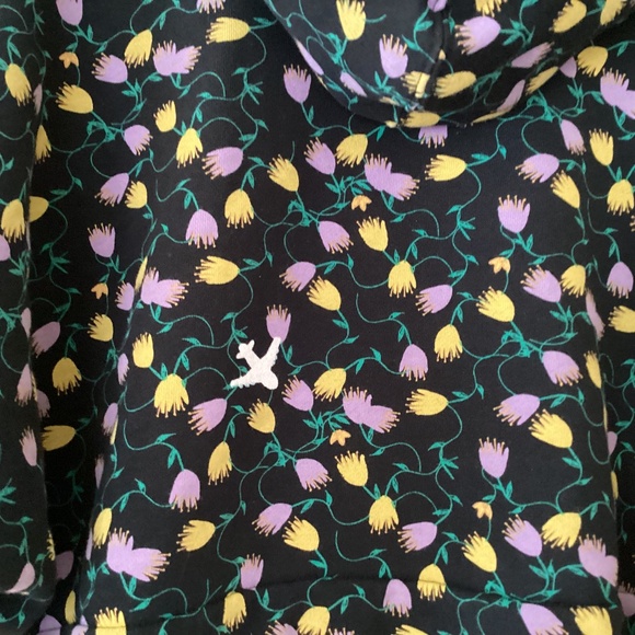 Adidas Originals Colorful Floral Patterned Cropped Hoodie Hooded Sweatshirt Top - Picture 6 of 12